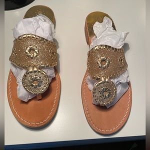 Jack Rogers Metallic Gold Glitter Sandals S7